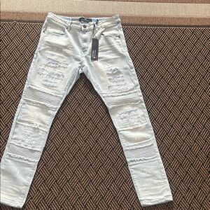 Stylish Light Blue Distressed Men's Jeans